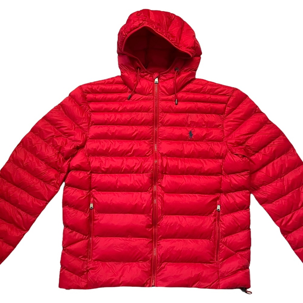 POLO RALPH LAUREN Packable Lightweight Quilted Hooded Puffer Jacket Red